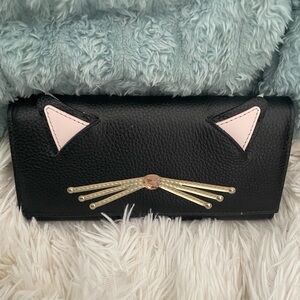 KATE SPADE Chic Black Cat-Inspired Women's Wallet